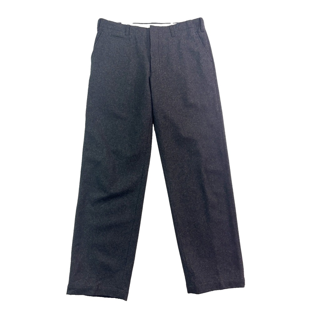 Nautica Clipper 36x34 Relax‎ Fit Flannel Wool Pants Button Fly Charcoal Straight